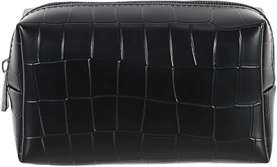 Trousse à cosmétiques rectangulaire en relief miniiso, noir, accessoires de voyage