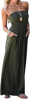 Robe longue sans bretelles florale style bohème avec poches