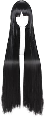 Perruque de fête cosplay jabami yumiko pour femme, 100 cm de long (noir)