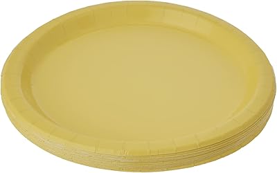 Assiettes de fête uniques, 99155, taille 23 cm, jaune fluo, 16 pièces