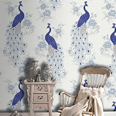 Legvshsr rouleaux de papier peint paon bleu style 3d pour fond papier peint