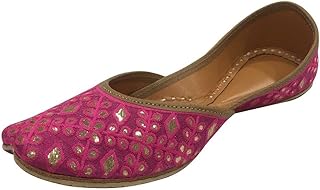 Chaussures plates de mariage indiennes en jute rose indien punjabi pour femmes mojari
