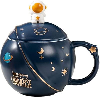 Mignonne tasse d'astronaute avec couvercle et cuillère, tasse fantaisie kawaii pour café, thé