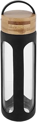 Bouteille d'eau en verre borosilicaté avec étui de protection et couvercle en bambou