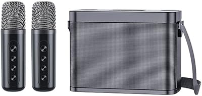 Haut-parleur de karaoké portable sans fil professionnel bluetooth 5.0 double microphone ys-209 (noir)