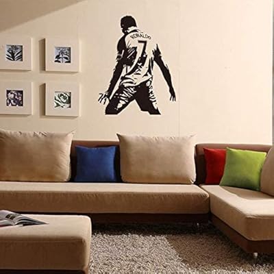 Sticker mural amovible imperméable en pvc au design de football ronaldo pour chambre d'enfants, salon, dortoir. Diaytar : L'excellence du service, la douceur des prix