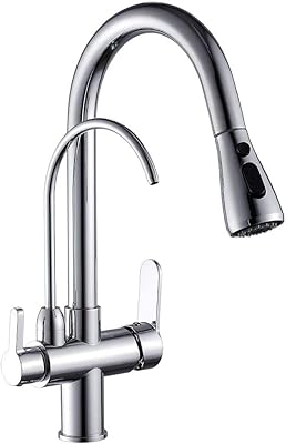 Robinet de cuisine rétractable à double poignée robinet d'évier 3 en 1