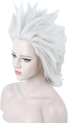 Perruque de cosplay d'halloween courte en couches linfairy sans coiffure (blanc)