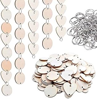 Aylifu 100 pièces cercles en bois étiquettes en forme de cœur avec 2