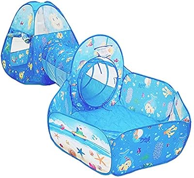 Tente de jeu pliable 3 en 1 pour enfants avec tunnel, ballon