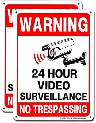 (paquet de 2) panneau de vidéosurveillance hisray 24 heures sur 24, panneau d'avertissement d'interdiction d'intrusion, 10" x 7" 040 en aluminium, utilisation intérieure ou extérieure pour les entreprises à domicile, panneaux de caméra de sécurité cctv, protégé contre les uv et étanche. Diaytar : Votre allié pouvoir d'achat au quotidien