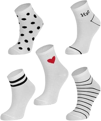 Chaussettes longueur cheville pour femme 5 paires en coton de qualité supérieure