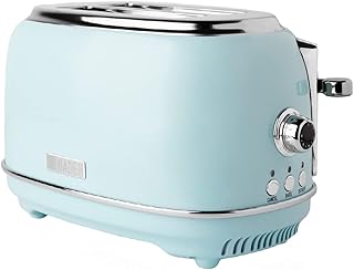 Grille-pain électrique 2 tranches haden heritage blue en acier inoxydable