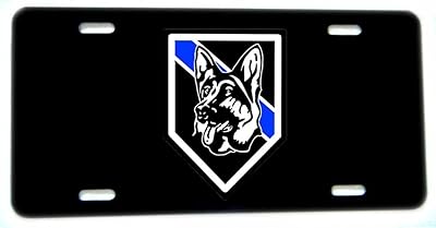 Plaque d'immatriculation en aluminium de berger allemand thin blue line k9 de brotherhood