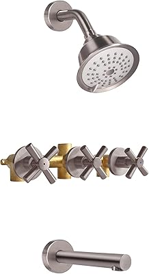 Ensemble de robinet de baignoire-douche à 3 poignées baignoire avec bec