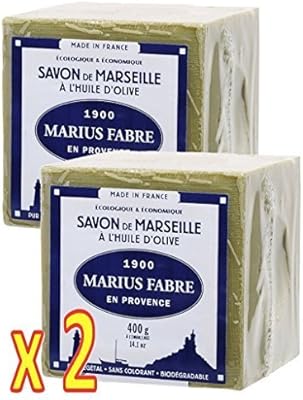 Savon de marseille à l'huile d'olive marius fabre, 400 g, lot de 2