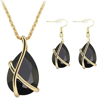 Parure de bijoux en plaqué or zincipidi parsemée de cristaux noirs