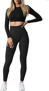 Ensemble de vêtements de yoga sans couture pour femmes, ensemble 2 pièces côtelé