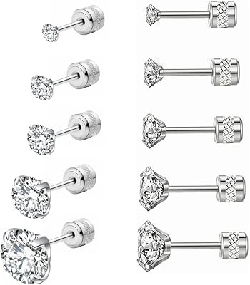 5 paires de boucles d'oreilles à tige pour femmes hommes garçons et filles