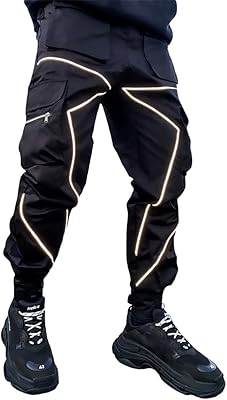 Pantalon cargo hip-hop réfléchissant tech wear pour hommes avec plusieurs poches