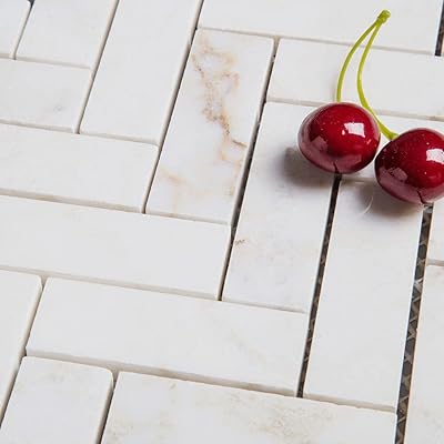 Diflart new calacatta gold marble herringbone mosiac tile 1x3 inch dosseret pour cuisine