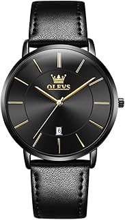 Montre chronographe pour homme avec bracelet en cuir marron, classique, moderne, analogique, grand