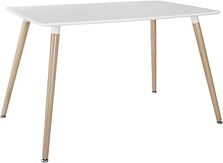 Table à manger en bois blanc lanny eames 120 cm - t6, meuble