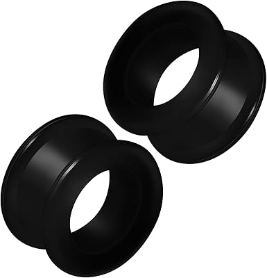 2 pièces de piercing de selle double évasée en silicone noir bijoux