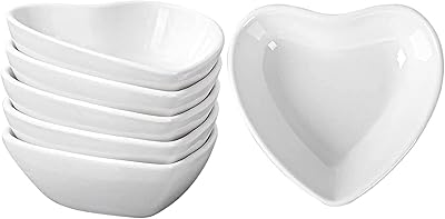 Cocotte en forme de cœur 6 bols à tremper l'huile en porcelaine blanche