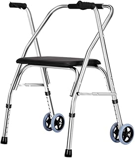 Déambulateur pliable pour personnes âgées avec deux roues et siège, hauteur réglable, déambulateur