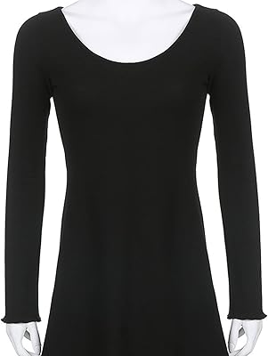 Robe yiouyi décontractée noire à manches longues et volants pour femme