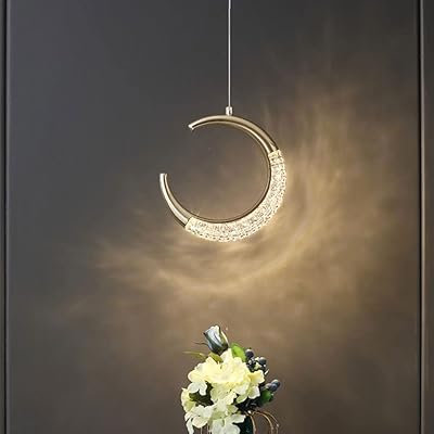 Lampe suspendue en forme de croissant de mode moderne, suspension en acrylique doré