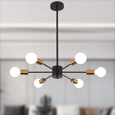 Lustre spoutnik moderne janeed, suspension de plafond semi-plate, lustre doré du milieu du