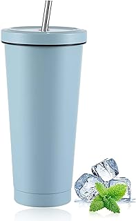 Tasse à café glacé thmin's avec couvercle et paille tasse isolée en acier