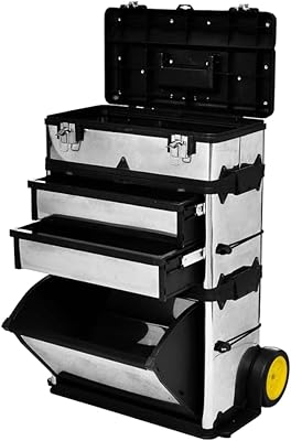 Boîte à outils rotative fedexcel à 3 compartiments avec 2 roues pour organiser