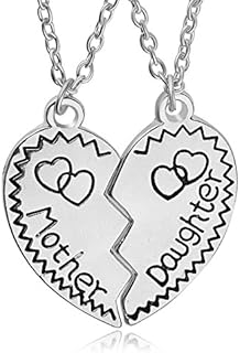 Lot de 2 colliers avec pendentif cœur assorti mère-fille pour cadeaux d'anniversaire mère-fille