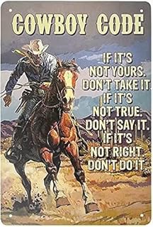 Signe en étain en métal de cowboy de connaissances occidentales, affiche rétro