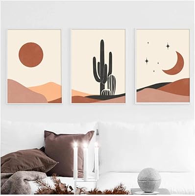 Plamc abstrait désert cactus paysage géométrique mur art toile peinture affiches nordiques