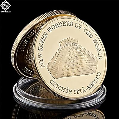 Réplique de pièce de monnaie plaquée or, pièce commémorative des sept merveilles du