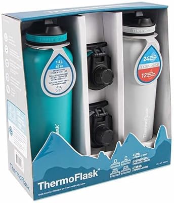 Bouteilles thermos à bec verseur, 2 pièces, 40 oz (sarcelle et blanc)