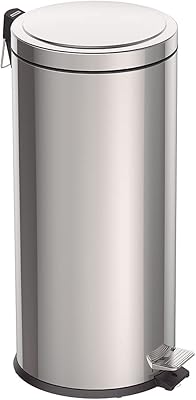 Poubelle à pédale en acier inoxydable finition polie tramontina avec seau intérieur