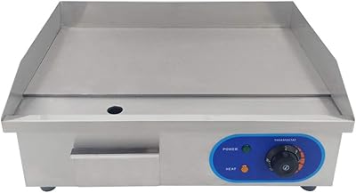 Gril électrique commercial à dessus plat en acier inoxydable, plaque chauffante de cuisine