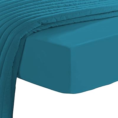 Drap de lit en coton bleu saphir pour king size à