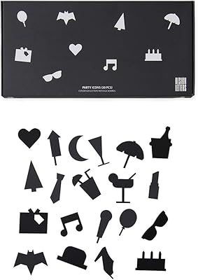 Pack de 20 lettres de design noires, icônes et symboles de fête