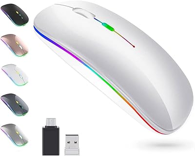 Souris bluetooth sans fil knyson, lumière led double mode fine