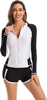 Maillot de bain plat surf à manches longues et zippé pour femme
