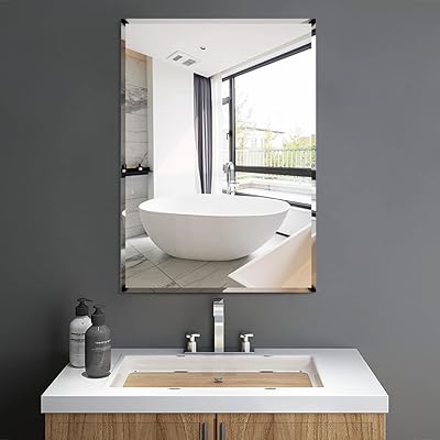 Miroir de salle de bain de maquillage mural rectangulaire sans cadre pour salle