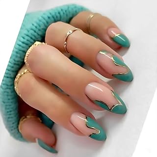 Faux ongles vert pailleté pour femmes strass longue durée couverture complète de ballet