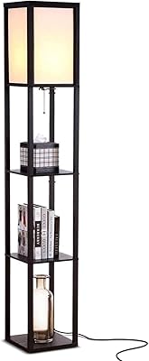 Lampadaire avec étagères lampadaire led moderne avec prise de courant (royaume-uni) présentoir