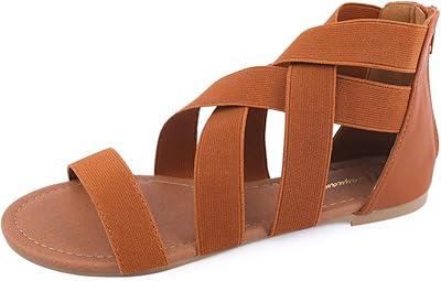 Sandale plate flexible gladiator pour femme, sandale plate avec bride à la cheville